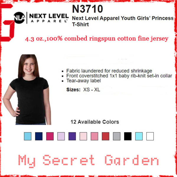 Next Level Apparel  N3710 4.3 oz. Youth Girls’ Princess T Shirt ( Special Order)